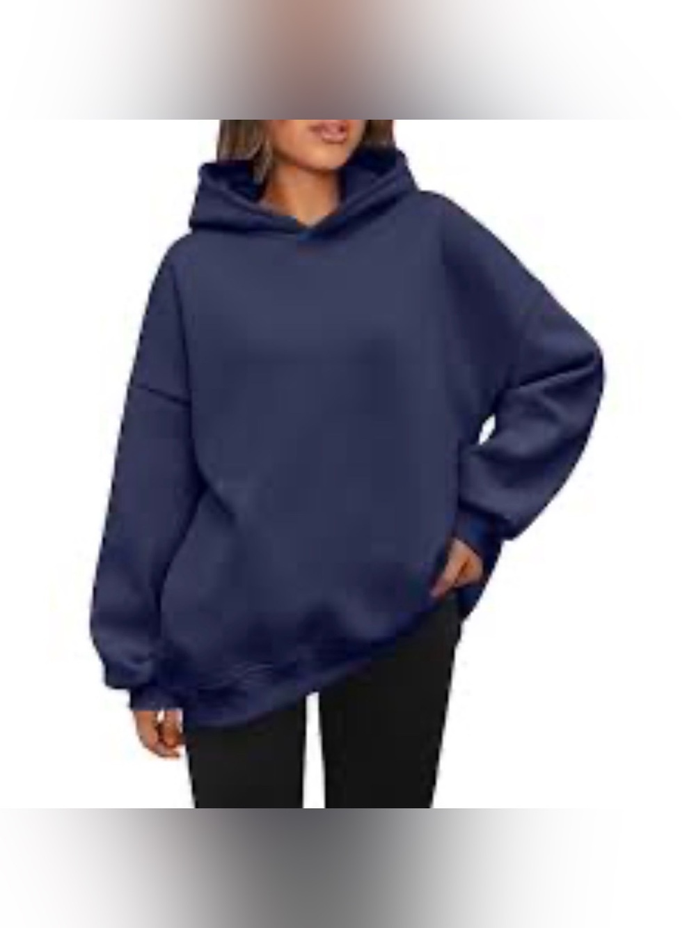 AUTOMET Womens Navy blue Oversized Sweatshirt Hooded Pullover size small